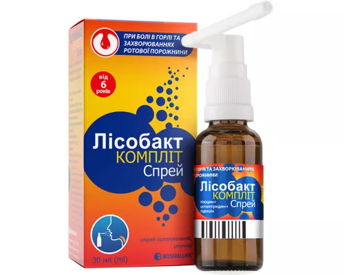 Лисобакт Комплит, спрей оромукозный, флакон 30 мл | интернет-аптека Farmaco.ua