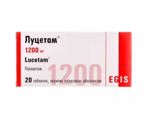 Луцетам®, таблетки покрытые плёночной оболочкой, 1200 мг, №20 | интернет-аптека Farmaco.ua