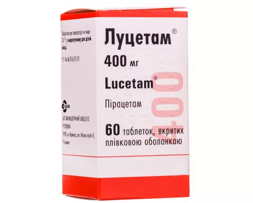 Луцетам®, таблетки вкриті плівковою оболонкою, 400 мг, флакон №60 | интернет-аптека Farmaco.ua