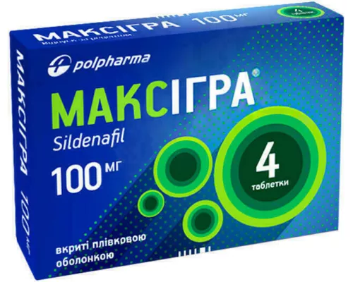Максігра, таблетки, 100 мг, №4 | интернет-аптека Farmaco.ua
