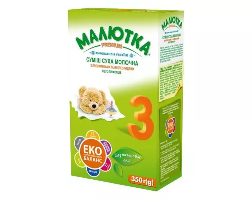 Малютка prem-3, сухая молочная смесь с пребиотиками и нуклеотидами, с 12 месяцев, 350 г | интернет-аптека Farmaco.ua