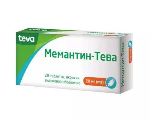 Мемантин-Тева, таблетки покрытые пленочной оболочкой, 20 мг, №28 (14х2) | интернет-аптека Farmaco.ua