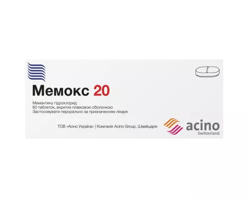 Мемокс 20, таблетки вкриті оболонкою, 20 мг, №60 (10х6) | Farmaco.ua Мемокс 20, таблетки вкриті оболонкою, 20 мг, №60 (10х6) | интернет-аптека Farmaco.ua