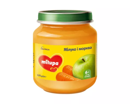 Milupa, пюре яблуко/морква, з 6 місяців, 125 г | интернет-аптека Farmaco.ua