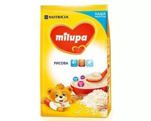 Milupa, суха молочна каша, рисова швидкорозчинна, з 4+ місяців, 210 г | интернет-аптека Farmaco.ua