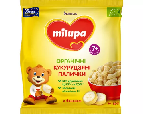 Milupa с бананом, кукурузные палочки для детей, с 7 месяцев, 20 г | интернет-аптека Farmaco.ua