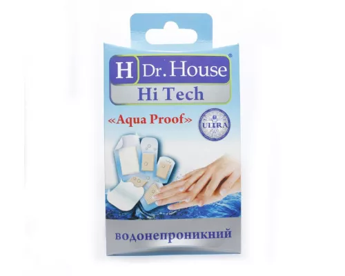 Н Dr. House Aqua proof, набір: пластир, медичний, водонепроникний, №12 | интернет-аптека Farmaco.ua