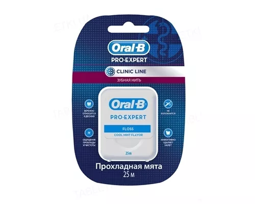 Нить для зубов Oral-B Pro-Expert Clinic Line, прохладная мята, 25 м | интернет-аптека Farmaco.ua