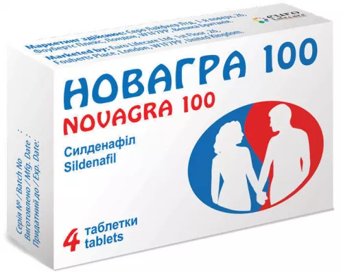 Новагра 100, таблетки вкриті оболонкою, 100 мг, №4 | интернет-аптека Farmaco.ua