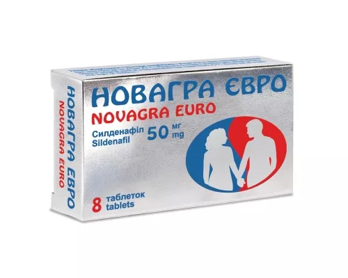 Новагра Евро, таблетки покрытые оболочкой, 50 мг, №8 | интернет-аптека Farmaco.ua