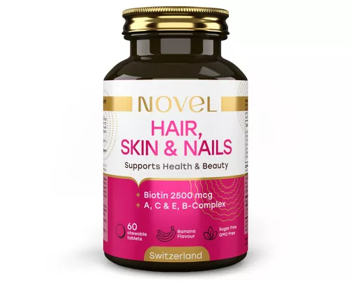 Novel Волосся, Шкіра та Нігті, таблетки жувальні зі смаком банану, №60 | интернет-аптека Farmaco.ua