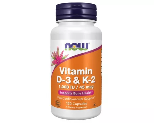 Now Foods Вітамін Д3, капсули м'які, 45 мкг, 1000 МО и К-2, №120 | интернет-аптека Farmaco.ua