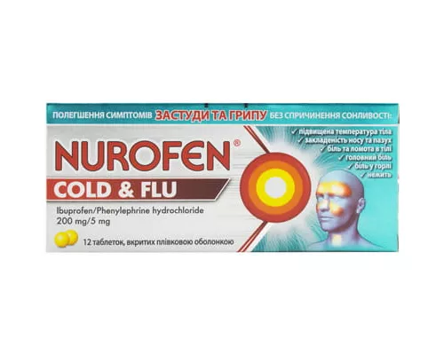 Нурофєн Колд Флю, таблетки, 200 мг/5 мг, №12 | интернет-аптека Farmaco.ua