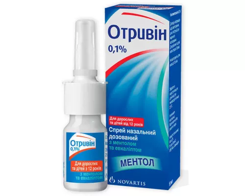 Отривін, з ментолом та евкаліптом, спрей назальний, 10 мл, 0.1% | интернет-аптека Farmaco.ua