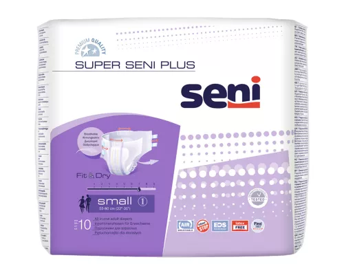 Super Seni Plus, подгузники для взрослых, размер S, тип 1, 55-80 см, №10 | интернет-аптека Farmaco.ua