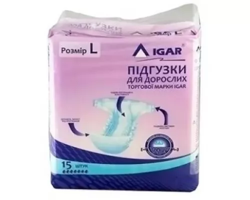 Igar, подгузники, для взрослых, размер L, №15 | интернет-аптека Farmaco.ua