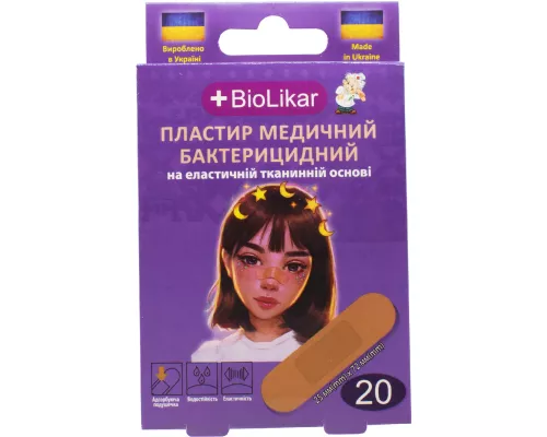 BioLikar, пластир медичний, бактерицидний, дитячий, 25 мм х 72 мм, №20 | интернет-аптека Farmaco.ua