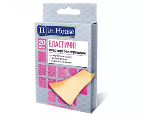 H Dr. House Еlastic, пластырь, бактерицидный, на тканевой основе, 7.2 см x 2.3 см, №20 | интернет-аптека Farmaco.ua