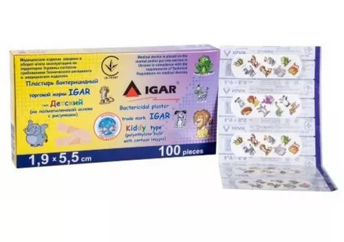 Igar, пластир, бактерицидний, дитячий, 1.9 х 5.5 см | интернет-аптека Farmaco.ua