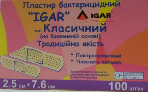 Пластир Ігар, бактерицидний на бавовняній основі, 2.5 х 7.6 см | интернет-аптека Farmaco.ua
