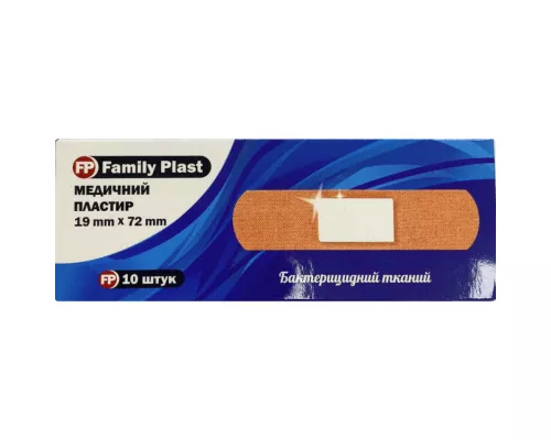 Family Plast, пластир бактерицидний, на тканинній основі, 19 мм х 72 мм, №10 | интернет-аптека Farmaco.ua