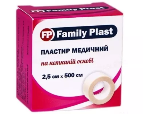 Family Plast, пластырь, медицинский, на нетканевой основе, 2.5 см х 500 см | интернет-аптека Farmaco.ua