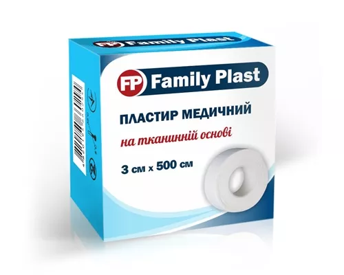 Family Plast, пластир медичний, на тканинній основі, 3 см х 500 см | интернет-аптека Farmaco.ua