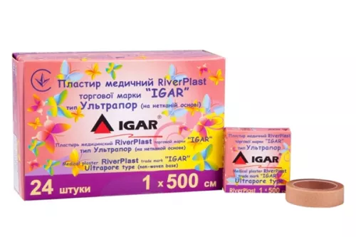 RiverPlast Igar Ультрапор, пластырь, на не тканевой основе, 1 x 500 см | интернет-аптека Farmaco.ua