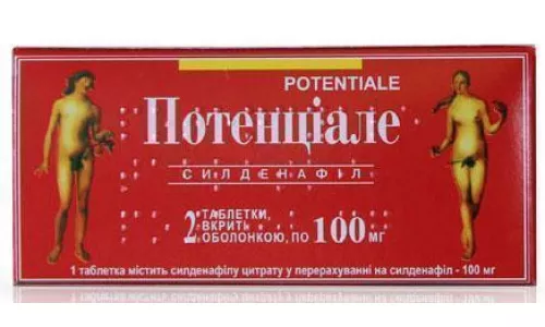 Потенциале, таблетки покрытые оболочкой, 0.1 г, №2 | интернет-аптека Farmaco.ua