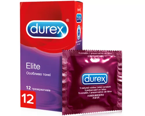 Durex Elite, презервативы тонкие с ноноксинолом-9, прозрачные, №12 | интернет-аптека Farmaco.ua