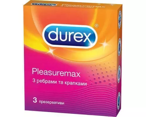 Durex Pleasuremax, презервативы рельефные/ребристые с точечной структурой, №3 | интернет-аптека Farmaco.ua