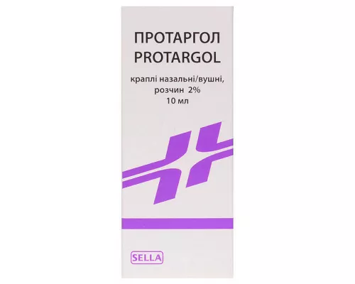 Протаргол, краплі назальні/вушні, розчин, флакон 10 мл, 2% | интернет-аптека Farmaco.ua
