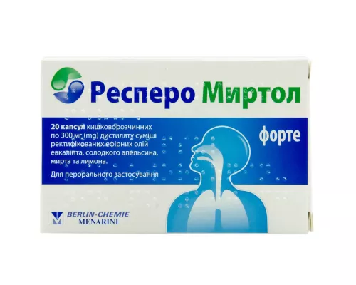 Респеро Миртол Форте, капсулы кишечнорастворимые, 300 мг, №20 | интернет-аптека Farmaco.ua