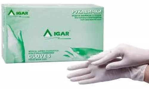 Igar, рукавички, латексні, оглядові, нестерильні, припудрені, текстуровані, розмір S (6-7), №100 (50 пар) | интернет-аптека Farmaco.ua