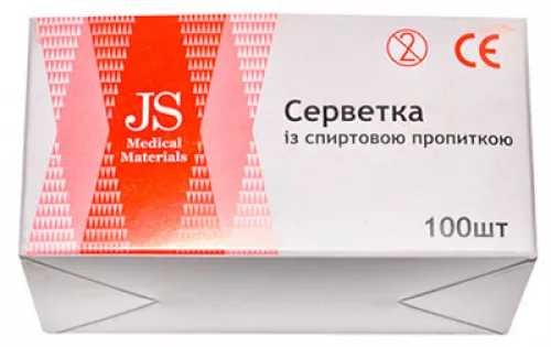 Серветки JS, спиртові, 110х150 мм, 70%, №100 | интернет-аптека Farmaco.ua