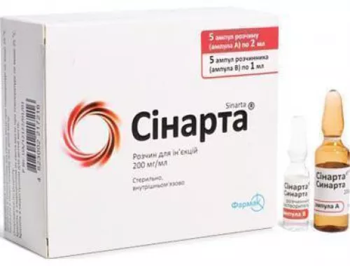 Синарта®, раствор для инъекций, ампулы 2 мл, 200 мг/мл + раствор №5 | интернет-аптека Farmaco.ua