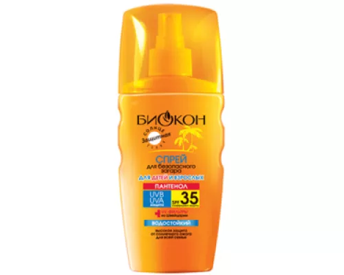 Біокон, спрей для безпечної засмаги для дітей та дорослих, SPF 35, 160 мл | интернет-аптека Farmaco.ua