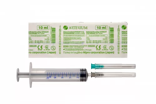 Шприц Arterium, двокомпонентний одноразовий з голкою стерильний, 10 мл | интернет-аптека Farmaco.ua
