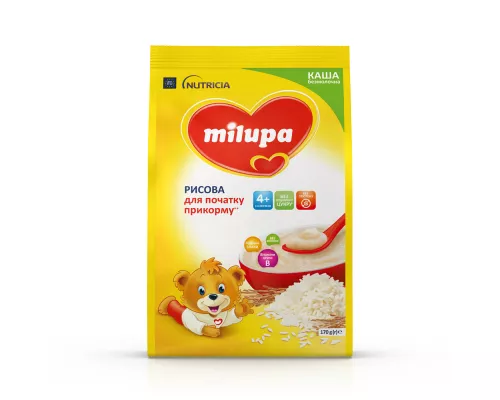 Milupa, сухая безмолочная каша, рисовая быстрорастворимая, с 4+ месяцев, 170 г | интернет-аптека Farmaco.ua