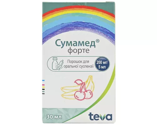 Сумамед® Форте, порошок для приготування суспензії, 1500 мг, 37.5 мл, 200 мг/5 мл, №1 | интернет-аптека Farmaco.ua