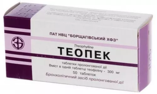 Теопек, таблетки, 0.3 г, №50 | интернет-аптека Farmaco.ua