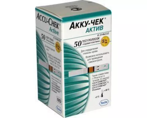 Accu-Chek Active, тест-полоски для глюкометра, №50 | интернет-аптека Farmaco.ua