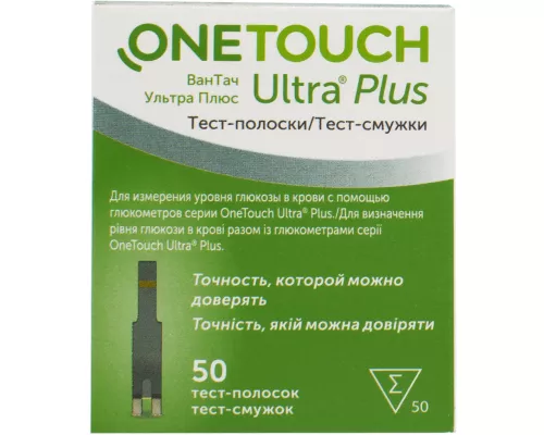 One Touch Ultra Plus, тест-полоски, для глюкометра, №50 | интернет-аптека Farmaco.ua