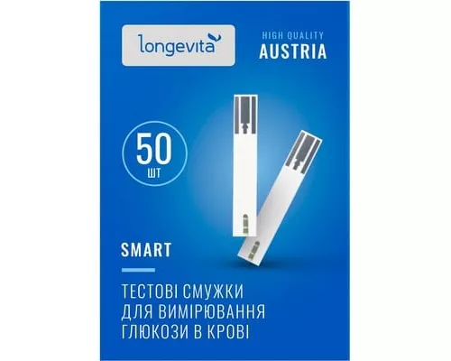 Longevita Smart, тест-смужки для вимірювання глюкози в крові, №50 | интернет-аптека Farmaco.ua