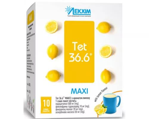 ТЕТ 36.6 Макси, порошок для орального применения с ароматом лимона, пакет-саше 23 г, №10 | интернет-аптека Farmaco.ua