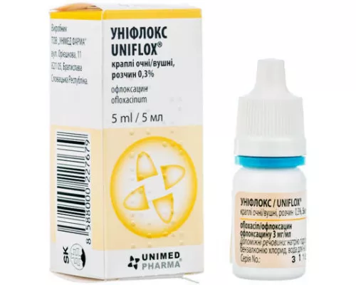 Унифлокс, капли ушные/глазные, 5 мл, 0.3% | интернет-аптека Farmaco.ua