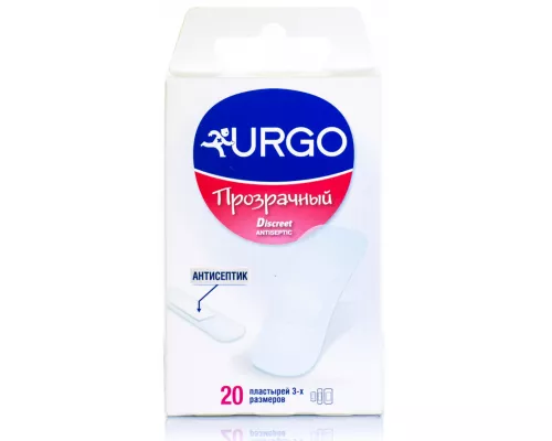 Urgo, пластырь, прозрачный, с антисептиком, размеры: 20 х 40 №6,19 х 72 №10, 34 х 72 №4, №20 | интернет-аптека Farmaco.ua