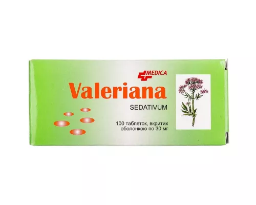 Валеріана, таблетки вкриті оболонкою, 30 мг, №100 | интернет-аптека Farmaco.ua