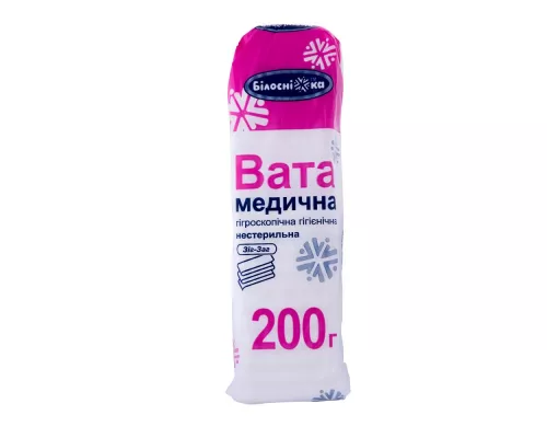 Білосніжка, вата, нестерильна, зиг-заг, 200 г | интернет-аптека Farmaco.ua