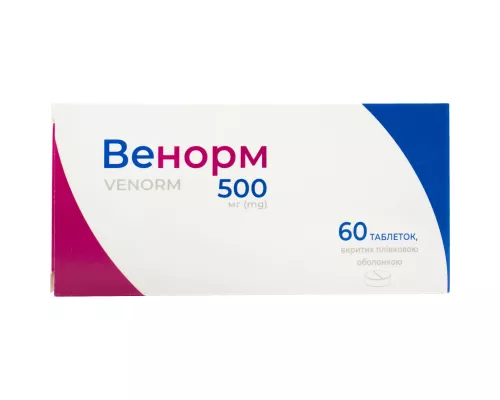 Венорм, таблетки покрытые оболочкой, 500 мг, №60 (10х6) | интернет-аптека Farmaco.ua